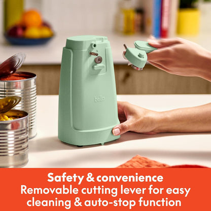 bella Automatic Can Opener, Hands Free, Battery Operated, Cordless, Stainless steel blade to open any Size Can with Magnet to Safely Remove Lid, Seamless Opening Decreases Sharp Edges, Slate