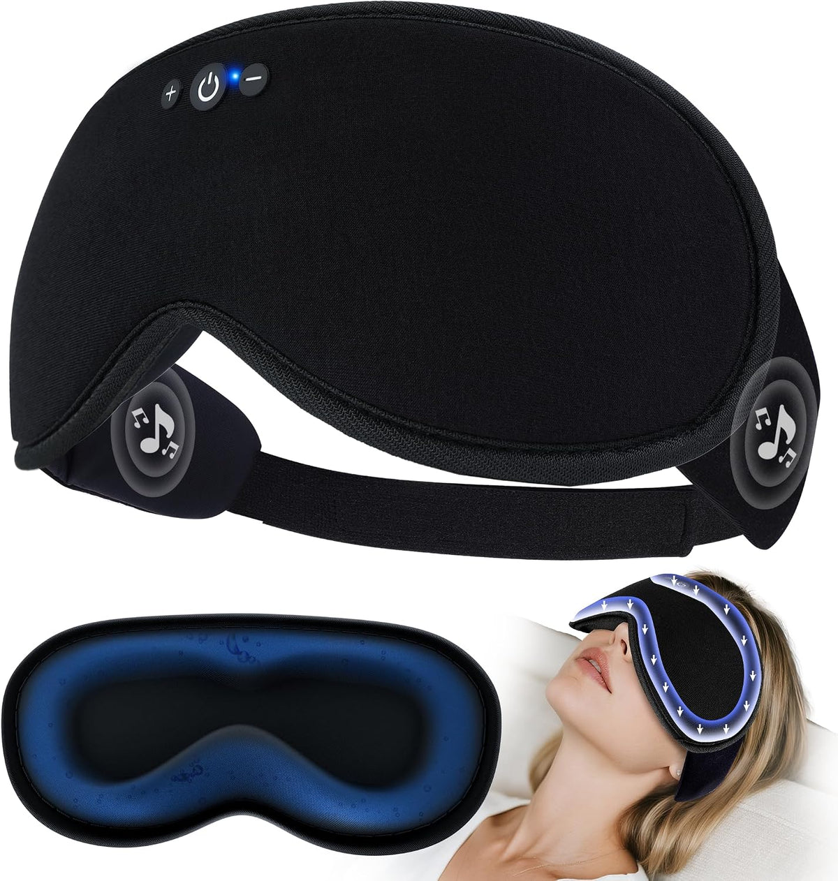 Sleep Mask Headphones Bluetooth 5.4 with 3D Removable Hot & Cold Compress, TOPOINT Weighted Eye Mask Blackout Soft Cooling Breathable for Women Men Sleep Relax Eyes Migraine Office Travel, Purple