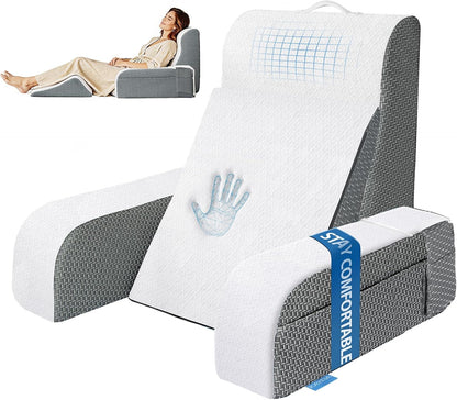 Kayfia Reading Pillow, Gel Memory Foam Back Rest Pillow, 19", Gray