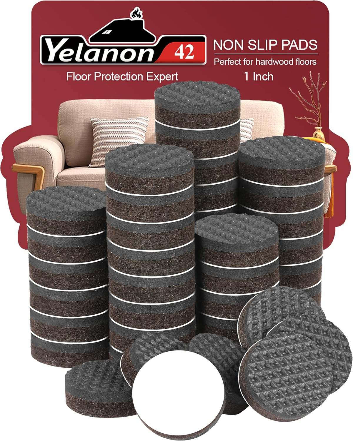 Non Slip Furniture Pads -56 pcs（1+2）” Furniture Grippers, Non Skid Furniture Legs,Self Adhesive Rubber Furniture Feet, Anti Slide Furniture Hardwood Floor Protector for Keep Couch Stoppers