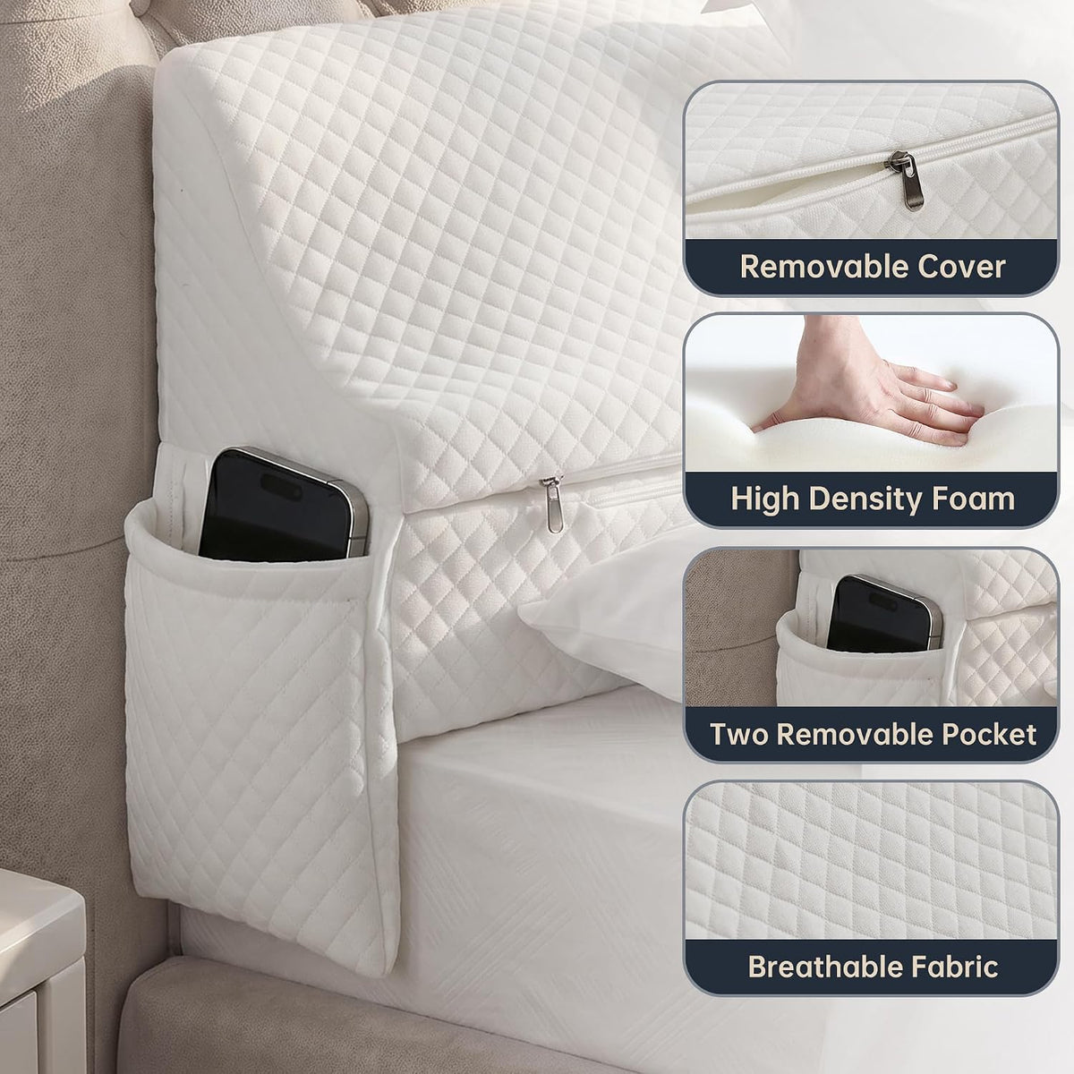 Bed Wedge Gap Filler, Wedge Pillow for Headboard Gap, King Size