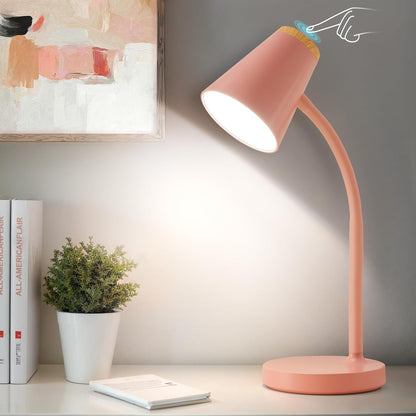 EJIAXIN Clip on Desk Lamp for Home Office - Small LED Touch Dimmable Reading Light for College Dorm Room - Adjustable Flexible Gooseneck Clamp Light Table Lamp for Bedside Bedroom Bed Headboard White