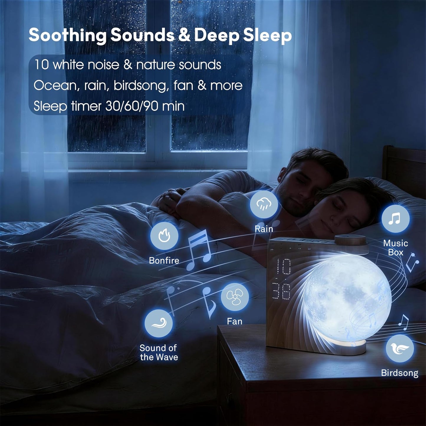 AIRIVO Alarm Clock for Bedrooms, Sunrise Alarm Clock Wake Up Light for Kids Teens, White Noise Sound Machine, Moon Light Dual Alarms for Heavy Sleepers, Night Light Clock for Preppy Room Decor