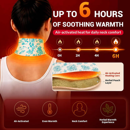 10 Count Neck Heat Wraps for Neck & Shoulder Pain Relief, Air-Activated. | Heat Pads with Herbal Layer, Long-Lasting, Fast-Acting, Muscle & Joint Soothing Patches, No Adhesive on Skin, Drug-Free