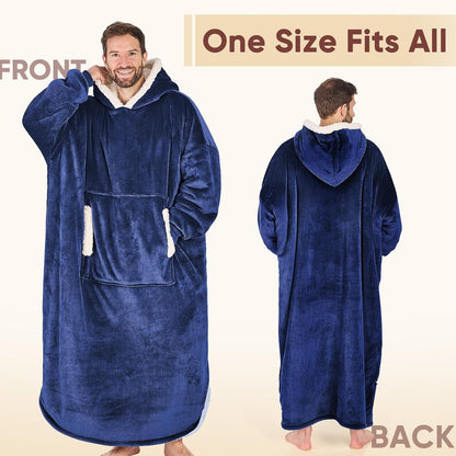 yescool Wearable Blanket Hoodie, Flannel Sherpa Fleece Blanket Sweatshirt for Adults Women Men,One Size Fits All - Colors B