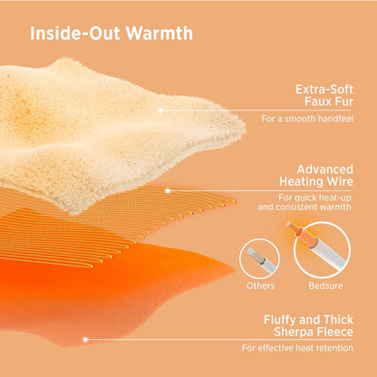 Bedsure Heated Blanket Throw, Soft Electric Blanket with Preheat, Cream