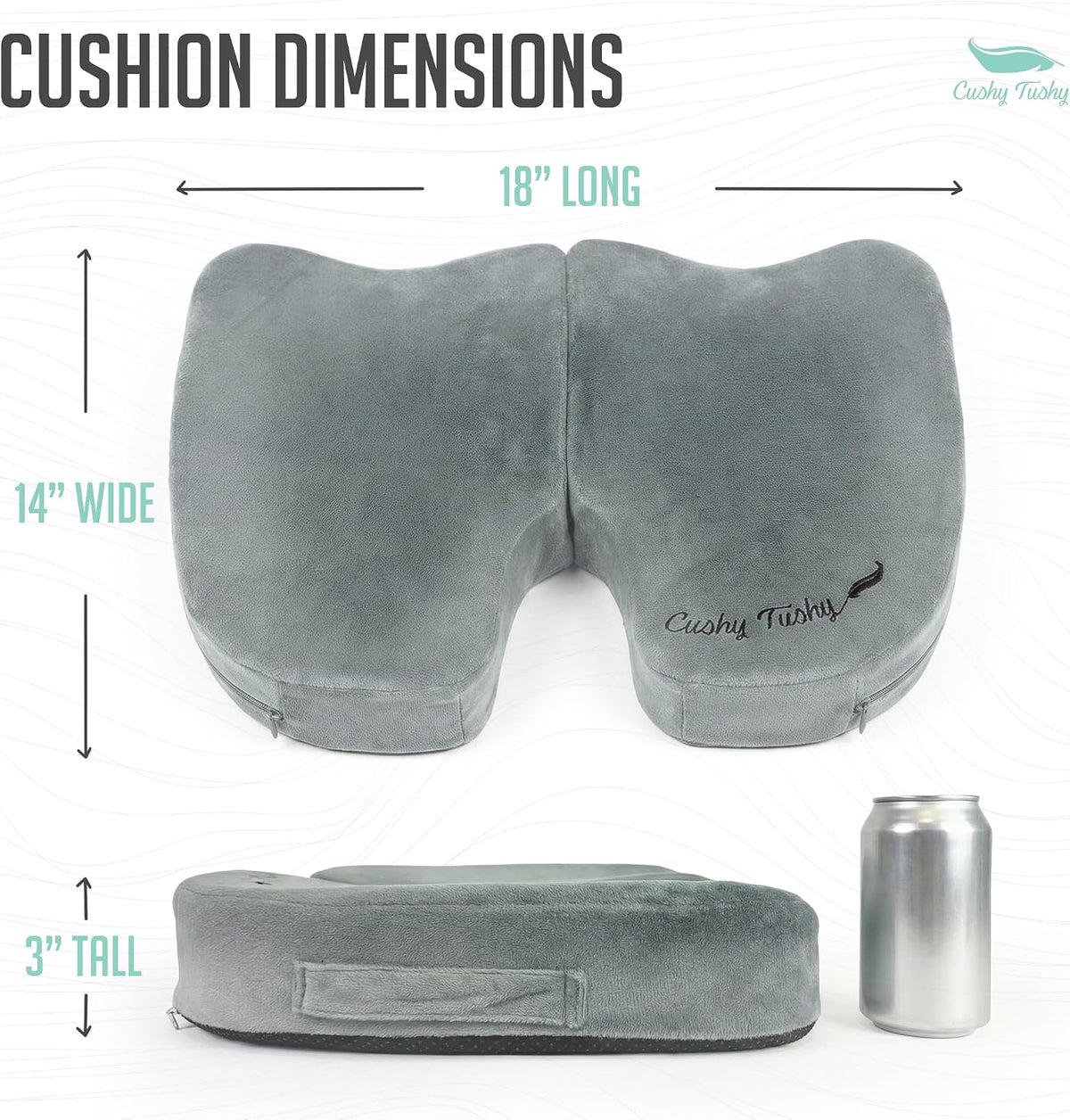Cushy Tushy Premium Foldable Travel Seat Cushion - for Relief of Lower Back, Sciatic, Butt and Tailbone Pain - for Home & Office Use, Perfect for Travel or Driving - Coccyx Seat Cushion
