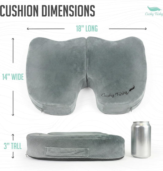 Cushy Tushy Premium Foldable Travel Seat Cushion - for Relief of Lower Back, Sciatic, Butt and Tailbone Pain - for Home & Office Use, Perfect for Travel or Driving - Coccyx Seat Cushion
