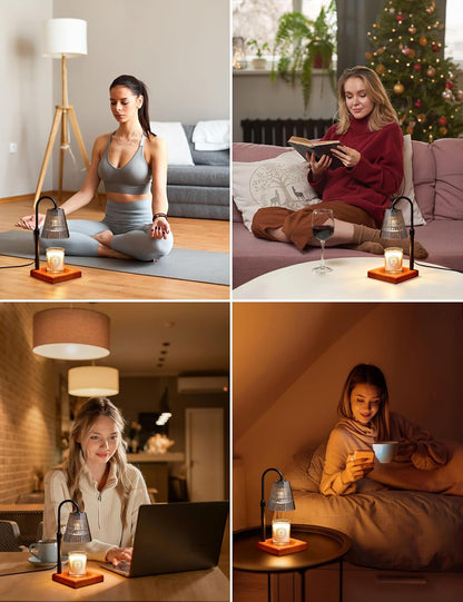 Candle Warmer Lamp Gold, Home Decor, Brithday Gifts for Women Mom | Stepless Brightness Adjustment, 24-Hr Cycle Timer, Adjustable Height for Candles, Includes 2 Bulbs, for Bedroom Living Room
