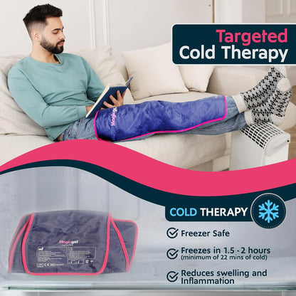 Magic Gel Leg Ice Pack - Professional Cold Therapy - Wrap Around Shin Ice Packs - Full Leg Ice Pack Wrap Around Entire Leg - Cool Down Your Legs Shins Hamstrings - Ice Packs Sleeve