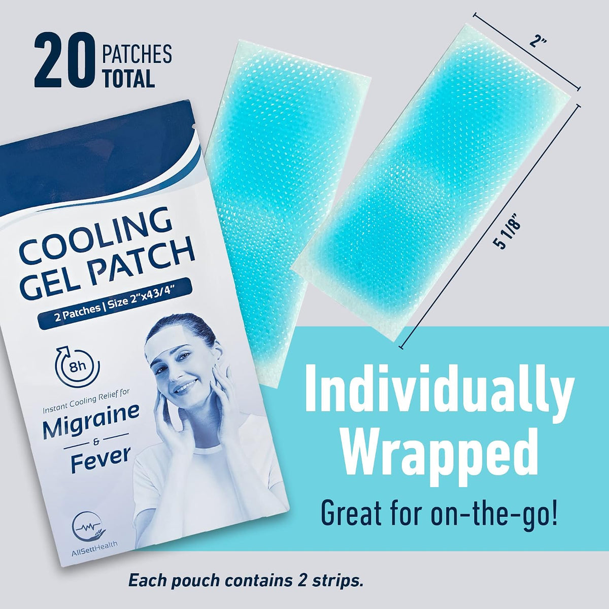 Cooling Patches for Fever and Headache, 20 Pack Migraine Relief for Kids