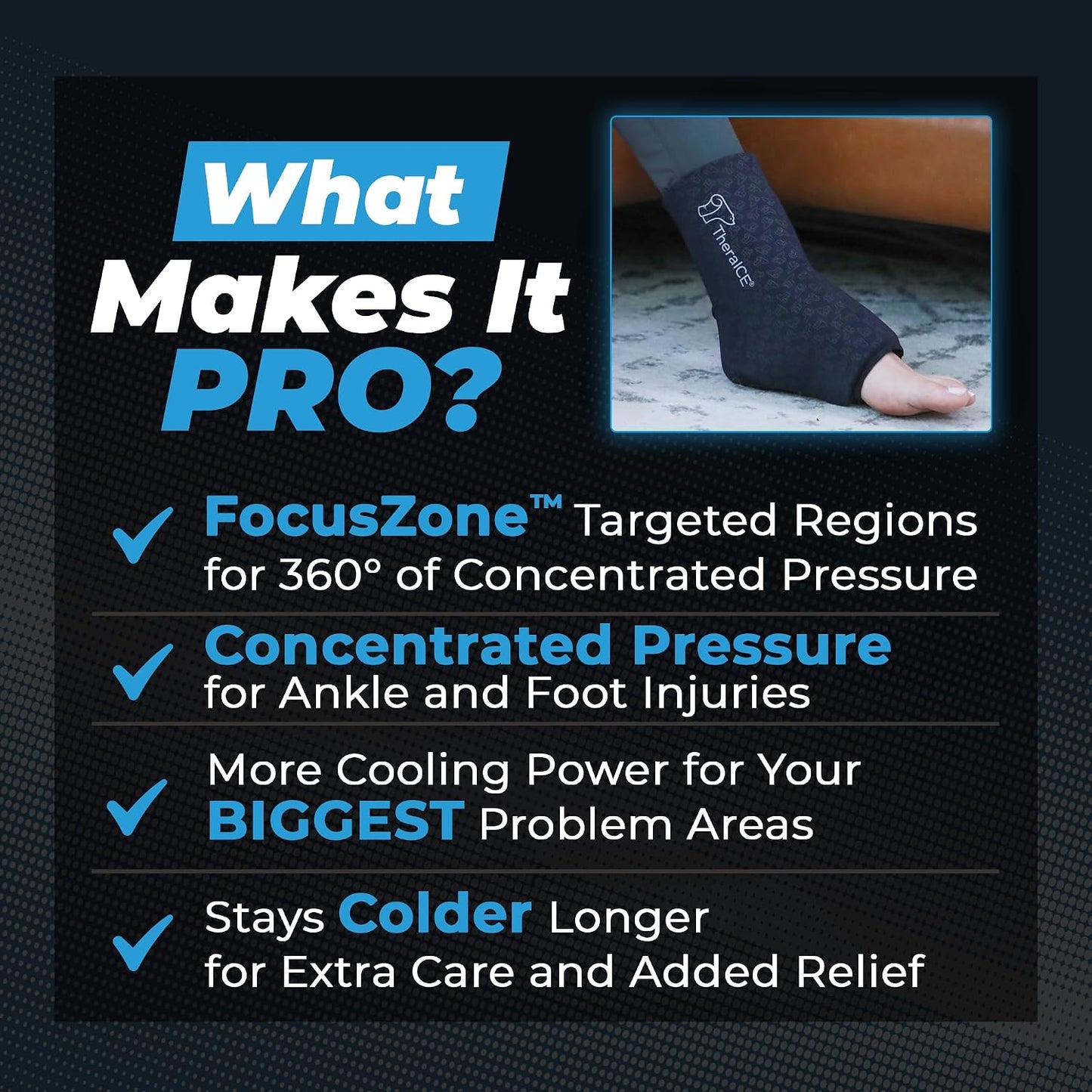 TheraICE Ankle Ice Pack Wrap, Achilles Tendonitis Brace, Plantar Fasciitis | Cold Therapy Compression Sleeve, Sock-Style Slip-On Fit for Women and Men, Eases Sprains, Swelling, Sore Feet and Heel
