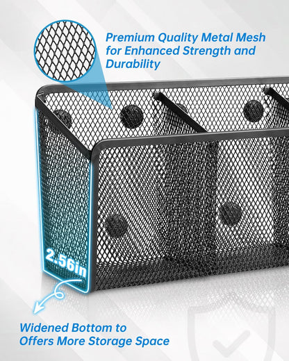 Magnetic Pen Holder, Metal Storage Basket with Strong Magnets | Organizer for Whiteboard Refrigerator Locker Accessories Teacher Must Haves Classroom Organization