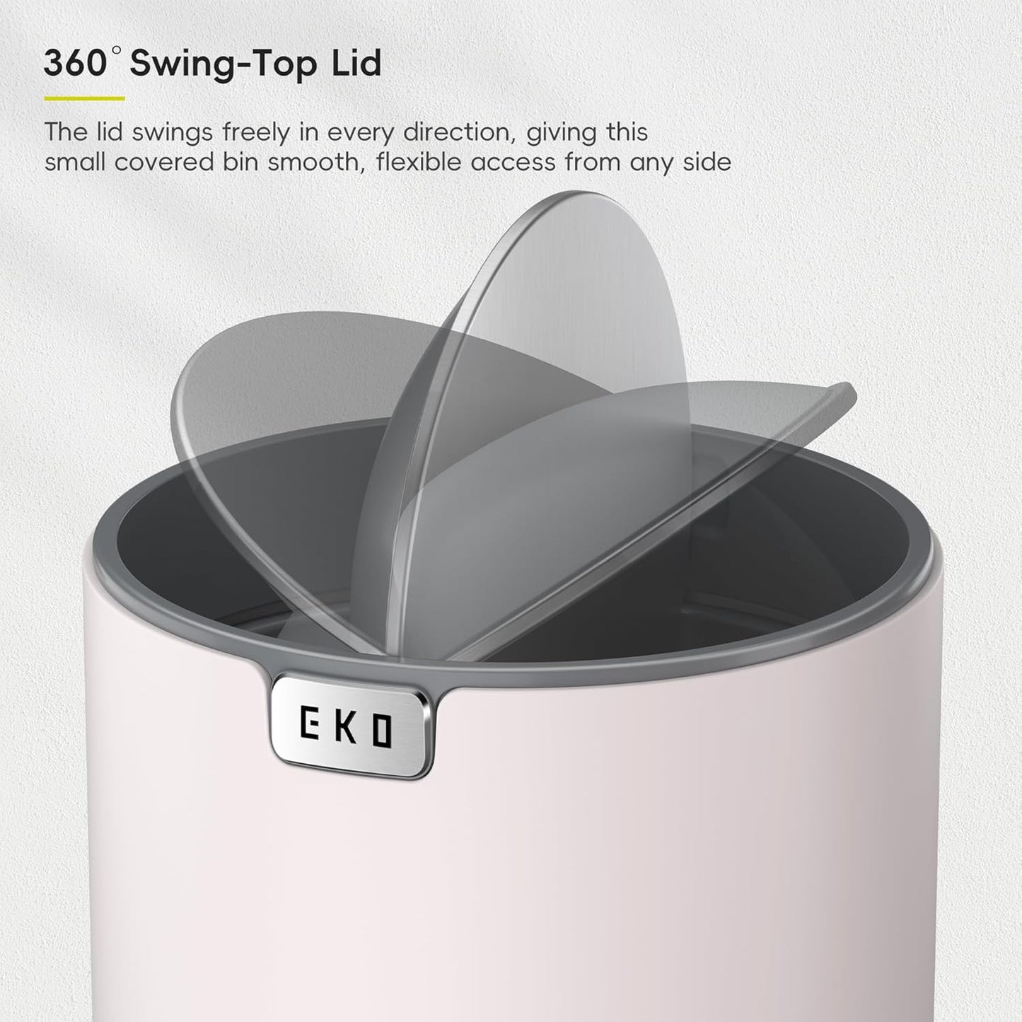 EKO Fandy 0.58 Gal/2.2L Mini Trash Can with Lid, Swing-Top Desktop Trash Can for Bathroom, Countertop, Vanity, Desk or Office, Small Garbage Bin (Blue)