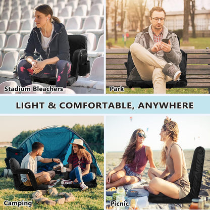 25in 5.12" Extra Thick&Wide Heated Stadium Seat for Bleachers | Sofa Style Design Thick Bleacher Chair With Back and Comfy Cushion, 6 Reclining Positions, 3 Heat Levels (NO Battery)