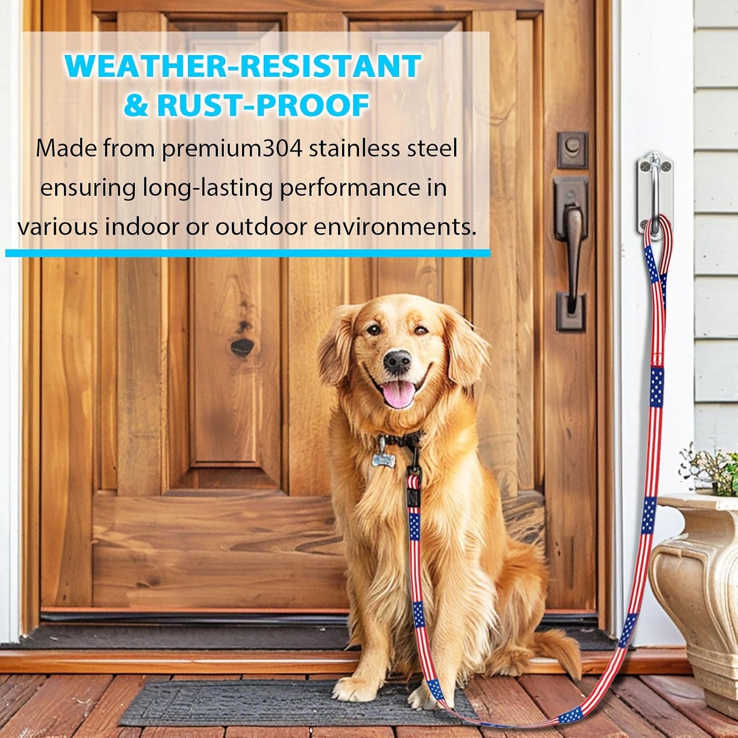 Heavy Duty Stainless Steel Dog Leash Wall Hook,Ultra-Secure Tie Out Anchor for Yard&Home,Anti-Escape Dog Chain Parking Hook,Rust-Proof&Easy to Install