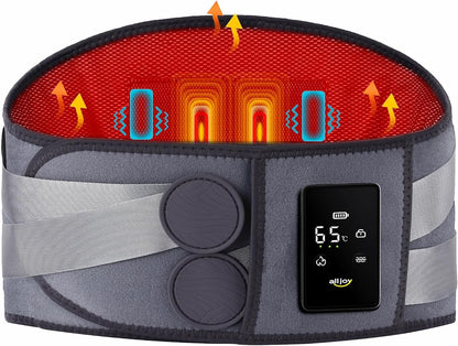 ALLJOY Cordless Heating Pad for Back 67", FSA Eligible Lower Back Massager | Portable Back Heating Pad with Massager for Back, Birthday Gifts for Women Men, 40Mins Auto-off, 3 Heat 5 Vibration - Gray