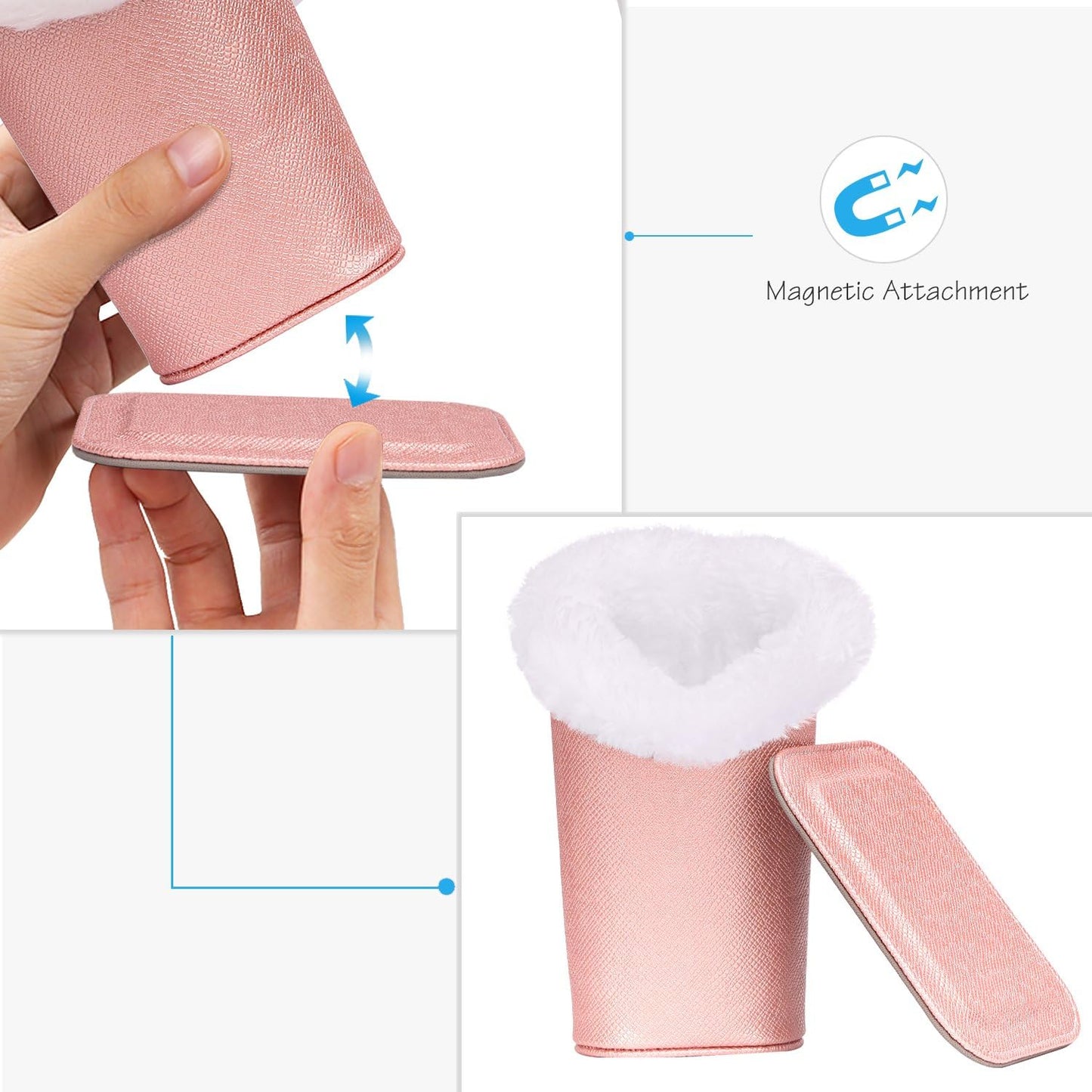 MoKo Eyeglasses Holder, Modern Velvet Plush Lined PU Leather Household Magnetic Holder Protective