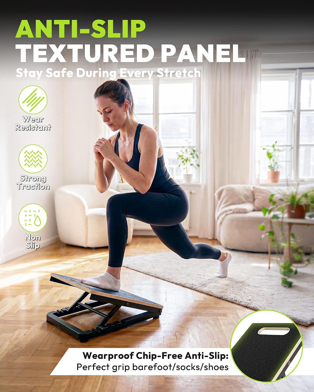 Wooden Slant Board, 660 lb Steel Frame, Five-Angle Calf Stretcher | 15 To 40 Degree Inclines, Multilayer Deck, Non-Slip Surface, Squats, Heel Raises, Ankle Mobility, Home Gym, No Assembly