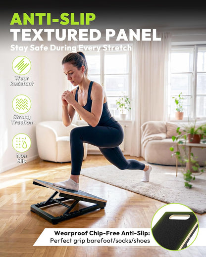 Wooden Slant Board, 660 lb Steel Frame, Five-Angle Calf Stretcher | 15 To 40 Degree Inclines, Multilayer Deck, Non-Slip Surface, Squats, Heel Raises, Ankle Mobility, Home Gym, No Assembly