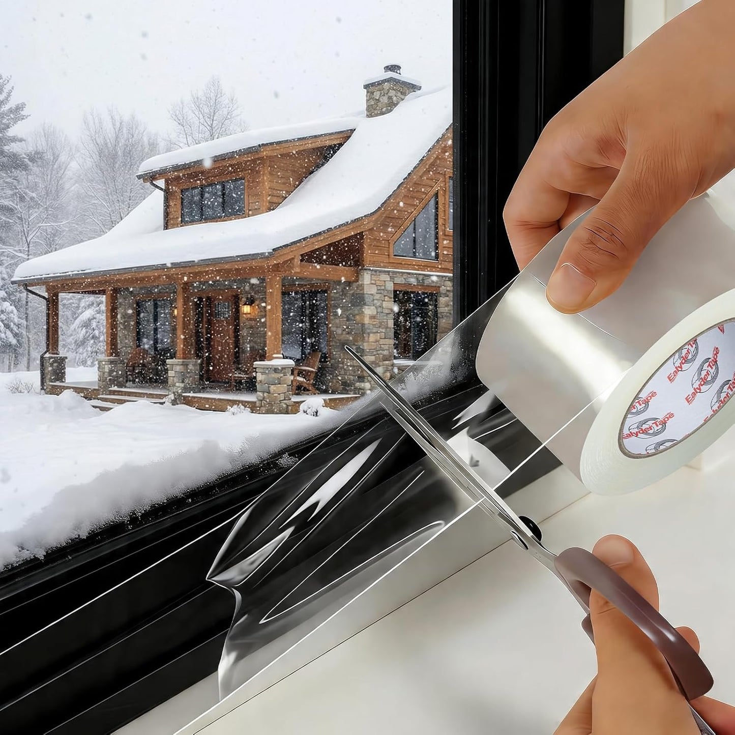 3 Inch x 90 Ft Transparent Window Weather Sealing Tape, Clear Window Draft Isolation Sealing Film Tape, Window Insulation Surface-Safe for Doors Gap Sealing, No Residue, Easy to Remove