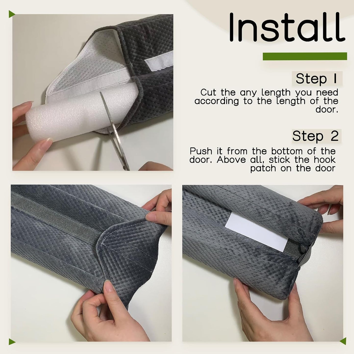 Under Door Draft Stopper, Draft Stopper for Bottom of Door, Adjustable 30-36 Inch Door Draft Blocker, Under Door Gap Filler, Easy Install Door Seal, Helps Reduce Drafts, Noise and Heat Loss Black