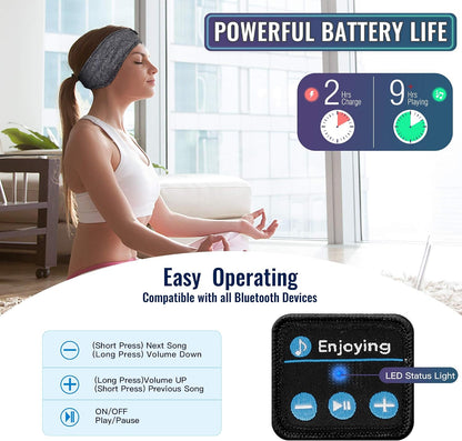 Sleep Headphones Headband, Bluetooth 5.4 Sleeping Headphones for Side Sleepers, Wireless Headband Headphones with Ultra-Thin Stereo Speakers for Sports, Workout, Travel, Meditation