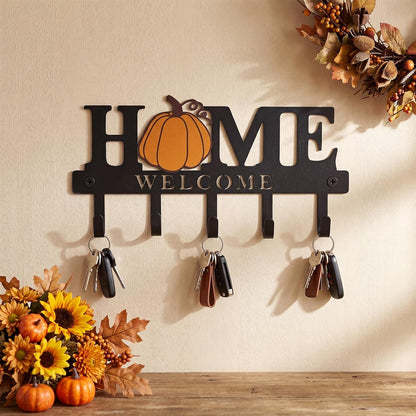 Key Holder Wall Mount Paw Print Metal Key Hooks Organizer Dog Leash Holder with 5 Hooks Rustic Farmhouse Decorative Welcome Home Wall Decor for Entryway Bathroom Dog Lover 9.8 Inch