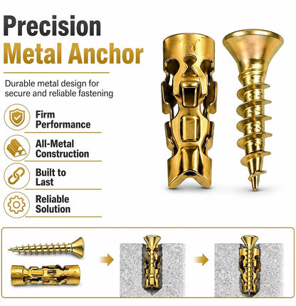 6×14mm Short Expansion Screw Set for Cabinet Hinge Repair & Stripped Thread Restoration Door Hinge, Fits 6mm Drill Holes in Tile Stone Wood 30Set