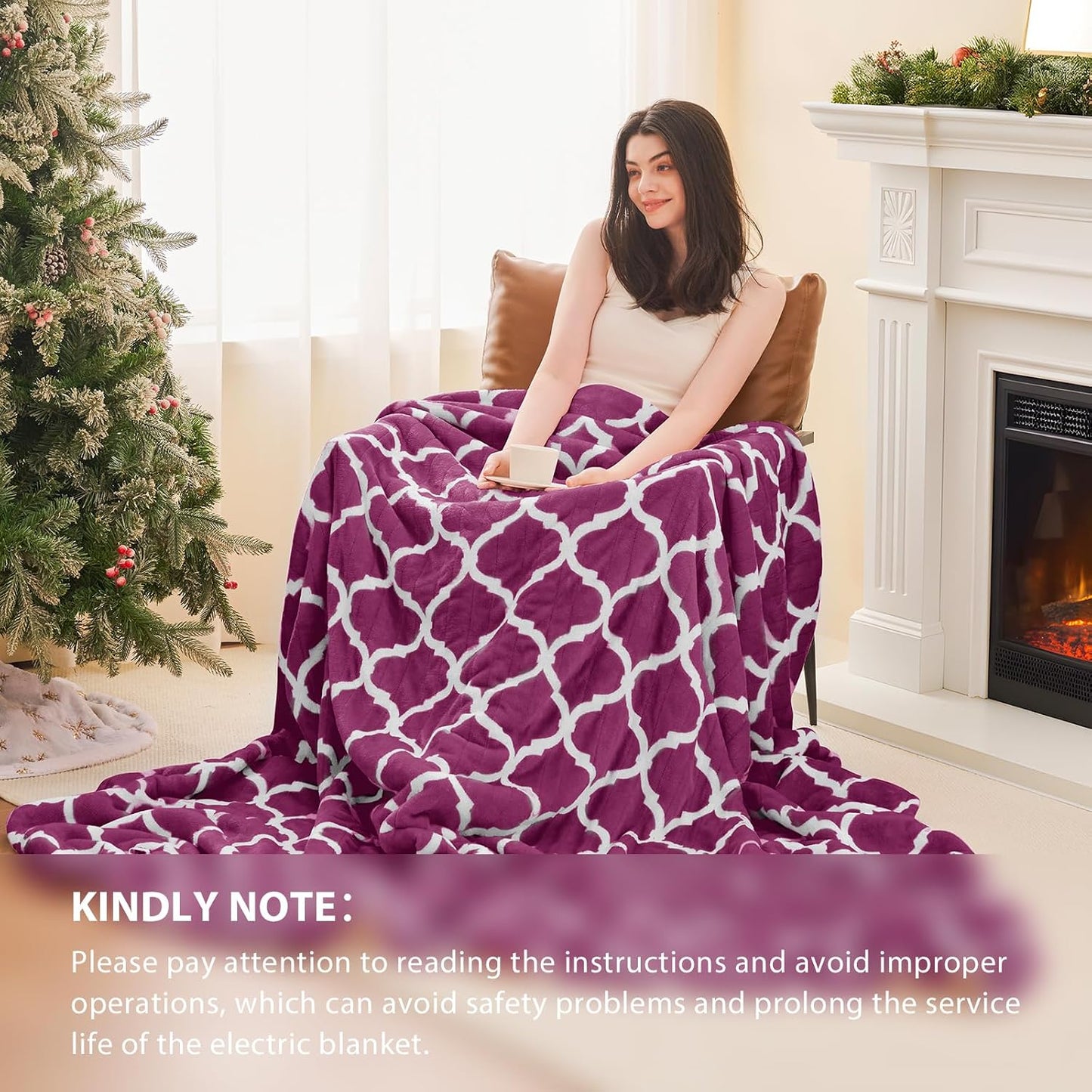 Homemate Heated Blanket Electric Throw - 50“x60“ Heating Blanket with 10 Fast Heat Levels 8 Hours Auto Off Soft Cozy Flannel Over-Heated Protection ETL Certification Keep Warming in Home | Throw with 10 Fast Heat Levels 8 Hours Auto Off Over-Heated
