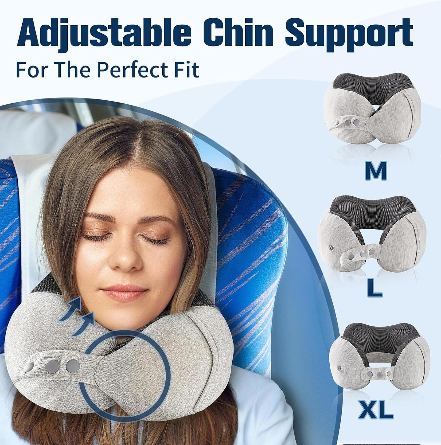 Cirorld Neck Pillow for Traveling, Travel Pillows for Airplanes,100% Pure Memory Foam Travel Neck Pillow, Adjustable Flight Pillow, Portable Plane Accessories with Eye Mask, Earplugs, Carry Bag