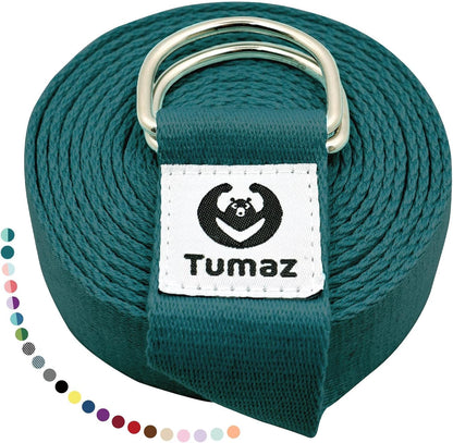 Tumaz Yoga Strap for Stretching with Adjustable D-Ring, 6/8/10 ft