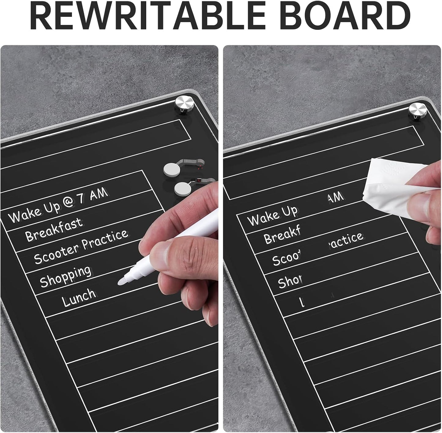 NiHome Chore Chart for Kids & Adults, Magnetic to Do List Board w/Stand | Acrylic Dry Erase Checklist & Routine Task Board, Fits Fridge Or Desk, 10 Sliders, ADHD Tools For Family Home Office School