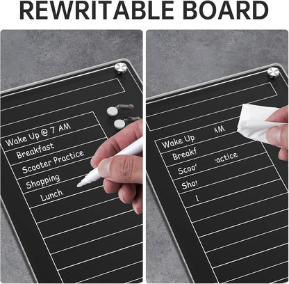 NiHome Chore Chart for Kids & Adults, Magnetic to Do List Board w/Stand | Acrylic Dry Erase Checklist & Routine Task Board, Fits Fridge Or Desk, 10 Sliders, ADHD Tools For Family Home Office School
