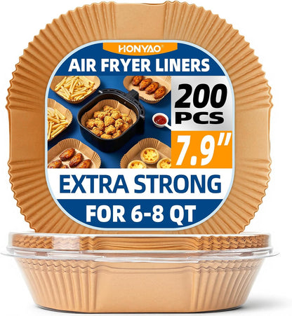 HONYAO Air Fryer Paper Liners for Dual Zone Airfryer, 8.1x5.5 inch