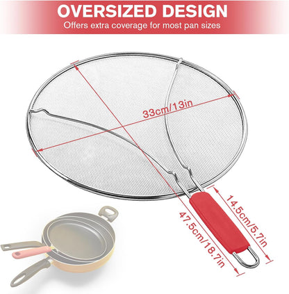 Splatter Screen for Frying Pan,Silicone Grease Splatter Guard, Heat-Resistant Splatter Guards for Cooking,Dishwasher Safe (9.8", 11.4", 13")