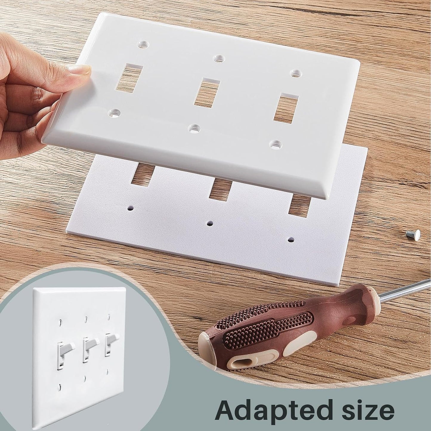 Tondiamo 20 Pcs Foam Outlet Insulation Gasket Pads,4.25 x 6.2 Inch,3-gang | Draft Blocker for Electrical Boxes, Fits Wall Switch Covers, Energy Saving Sealing Foam, Easy Peel Stick Install
