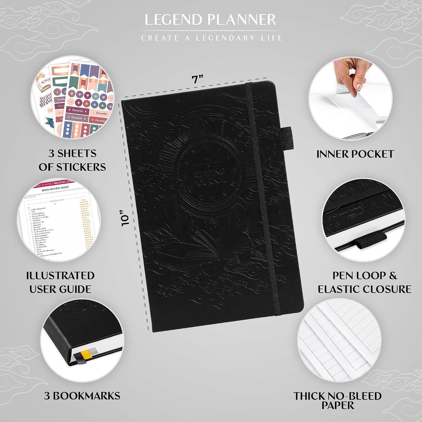 Legend Reading Journal for Book Lovers – Reading Log Tracker for Adults & Kids – Book Nerd Gifts & Accessories, 180 Reviews (Mint Cream)