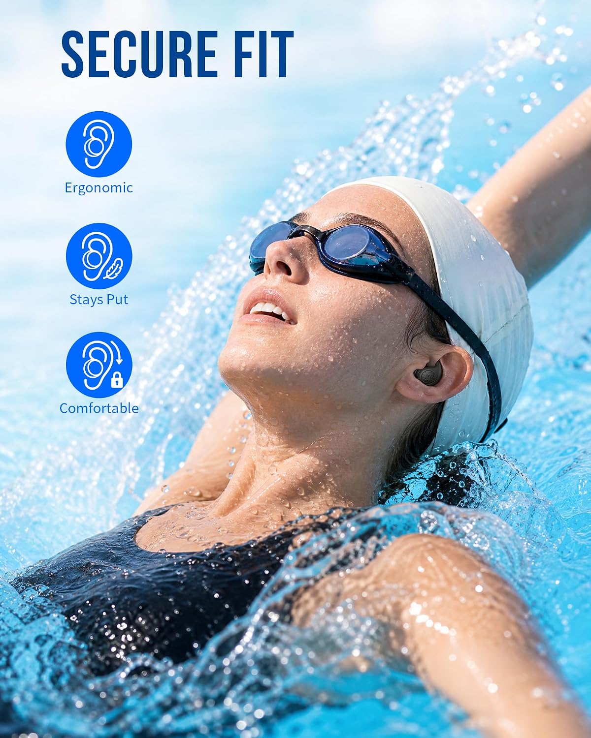 Swimming Ear Plugs, Swim Earplugs 3 Pairs for Swimmer Surfing Water Sports