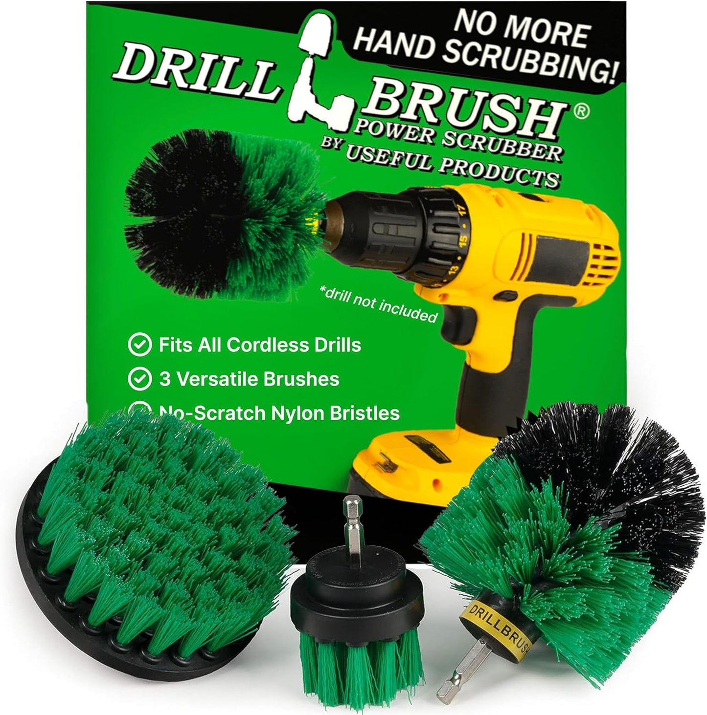 Cordless Power Spin Scrubber Drill Attachment - Electric Dish Scrubber Spin | Medium Drill Brush Attachments for Cleaning Tile, Grout, Dishes, Pots, Pans, Air Fryers, Fish Tanks, Boat Seats & Boat Hulls