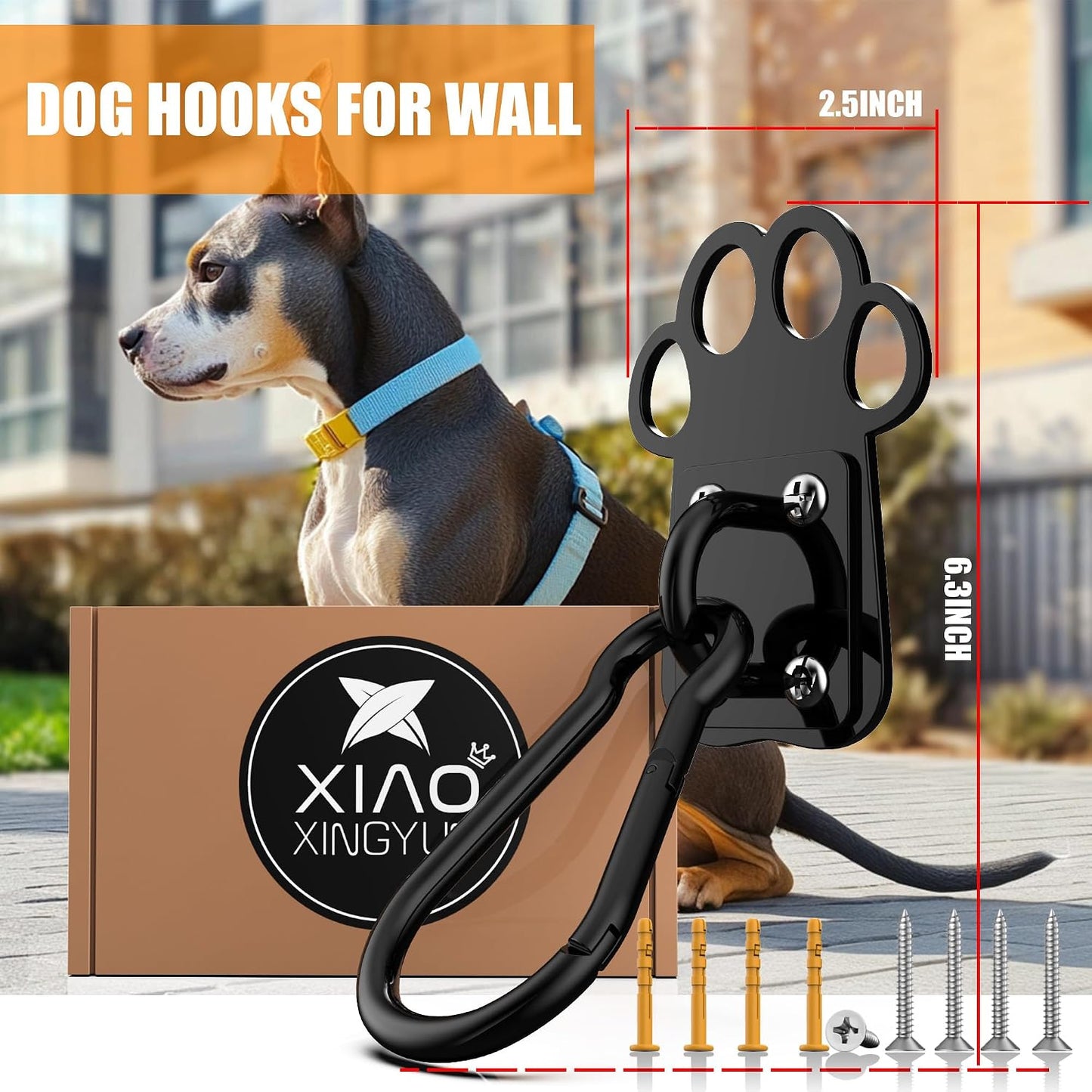XIAOXINGYUN Heavy-Duty Indoor and Outdoor Dog Leash Holder for Wall – Automatic Closing Dog Leash Hook, Secure and Escape-Proof Hook for Lead Management, Easy to Install for Home & Business
