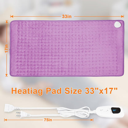 Heating Pad,Heated Blanket,Heating Pad for Back Neck,Grey,24x12 Inch | Electric Heating Pad,Dry/Moist Heat Heating Pads,Heating Pads for Shoulder,Abdomen,Heat Pad for Women Men,Birthday Gift