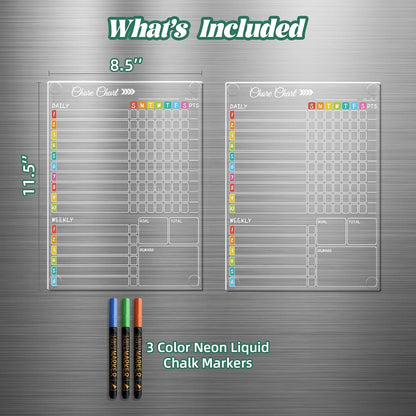 Clear Non-Magnetic Calendar Set for Fridge - Dry Erase Transparent Monthly and Weekly Calendar, List and Blank Whiteboard - Sticks to Wall, Glass, Door, Any Smooth Surfaces