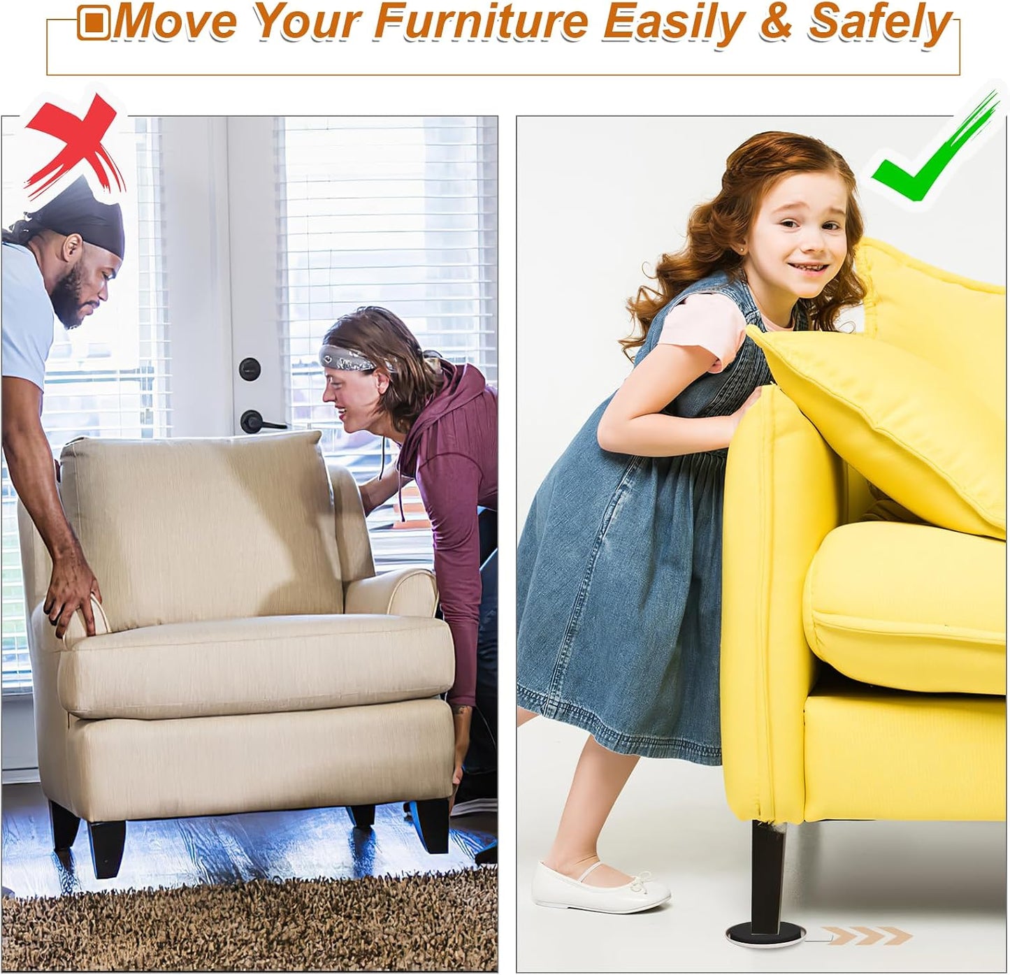 Furniture Sliders for Carpet 16 PCS - 3 1/2" | Heavy Duty Furniture Movers Sliders, Reusable Moving Pads, Easily and Safely Move Any Item, Floor Protection