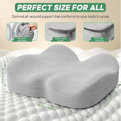 Benazcap Seat Cushion - Memory Foam Car Seat Pad - Sciatica & Lower Back Pain Relief - Car Seat Cushions for Driving - Road Trip Essentials for Drivers, Green