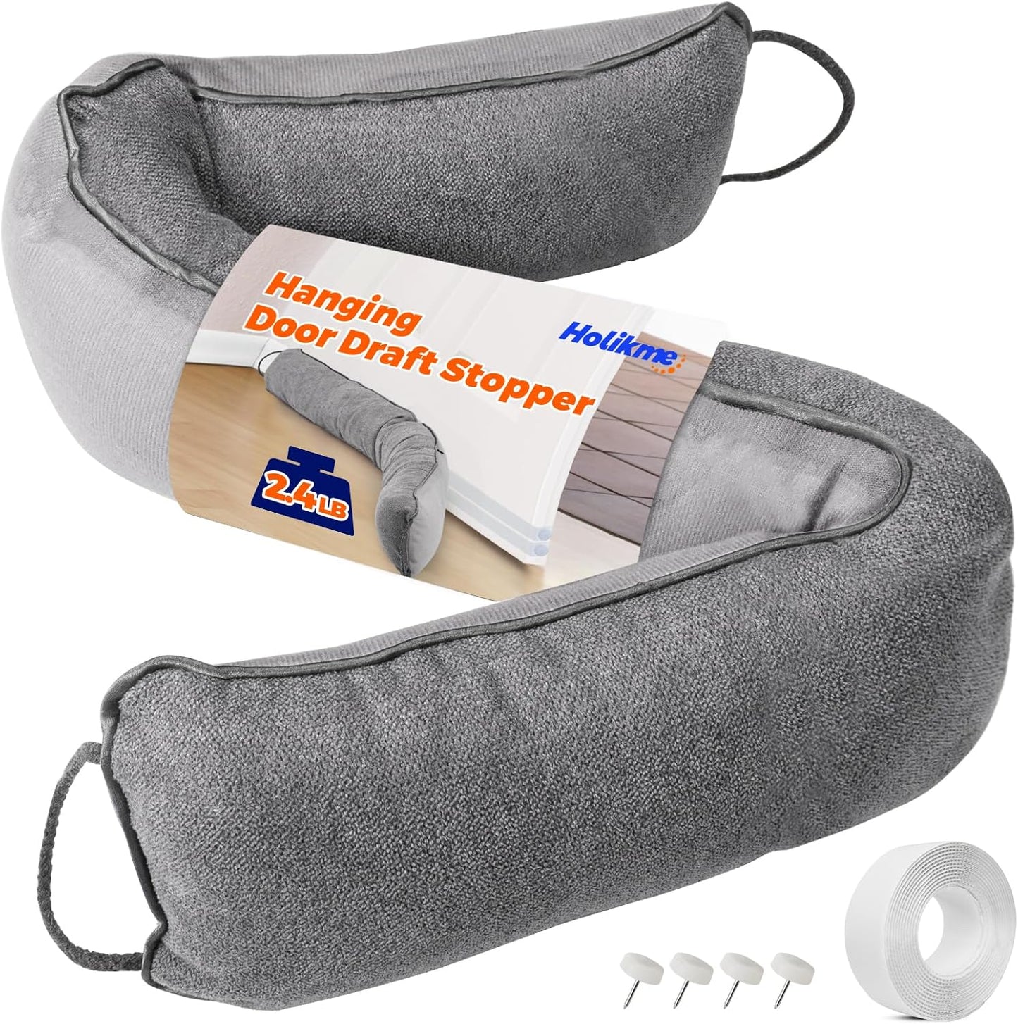 Holikme Weighted Door Draft Stopper - Under Door Seal, 36inch Black | Heavy Duty Fabric, Removable Washable Cover, Hook-and-Loop Fasteners Included, Soundproof & Thermal Insulation, Energy Saving