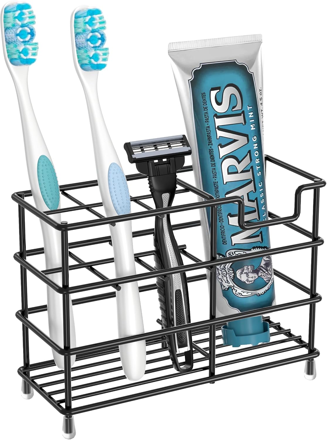 HBlife Toothbrush Holders for Bathroom, 5 Slots Silver Stainless Steel Bathroom Accessories Organizer
