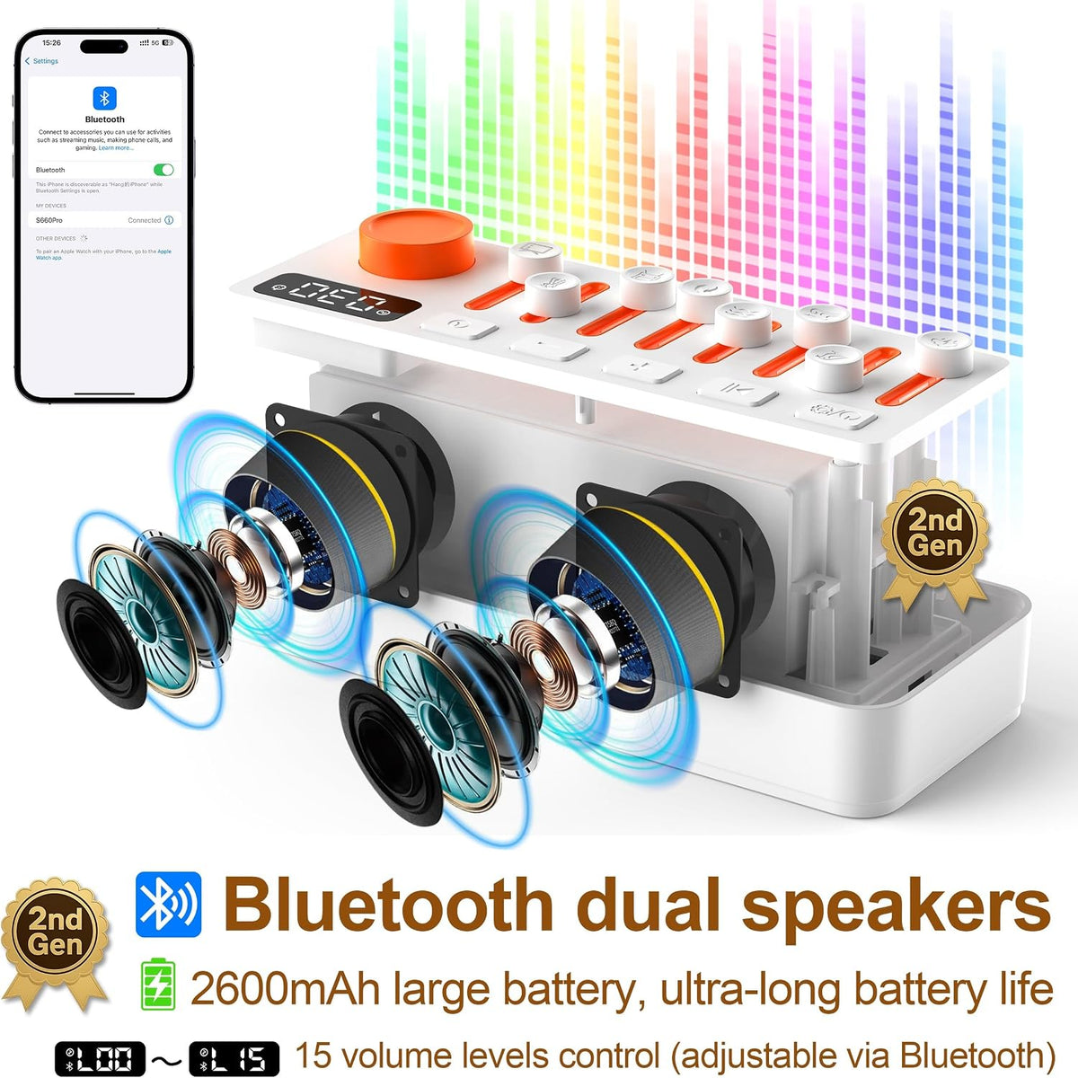 TMEHM 3-in-1 White Noise Machine for Sleep, Bluetooth Speaker, Night Light