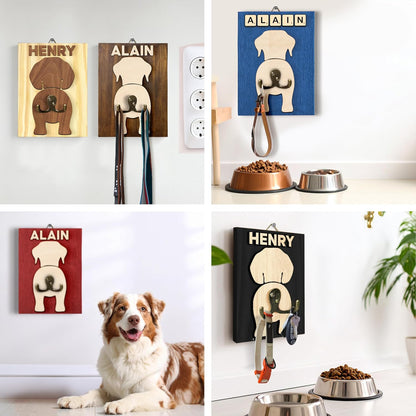 Dog Leash Holder Wall Mount, Pet Harness Hanger with Scrabble Letters, Dog Collar Organizer for Entryway, Memorial Cat Leash Holder for Wall, Pet Loss Gifts, Keepsake, Home Decor PF212-NAT