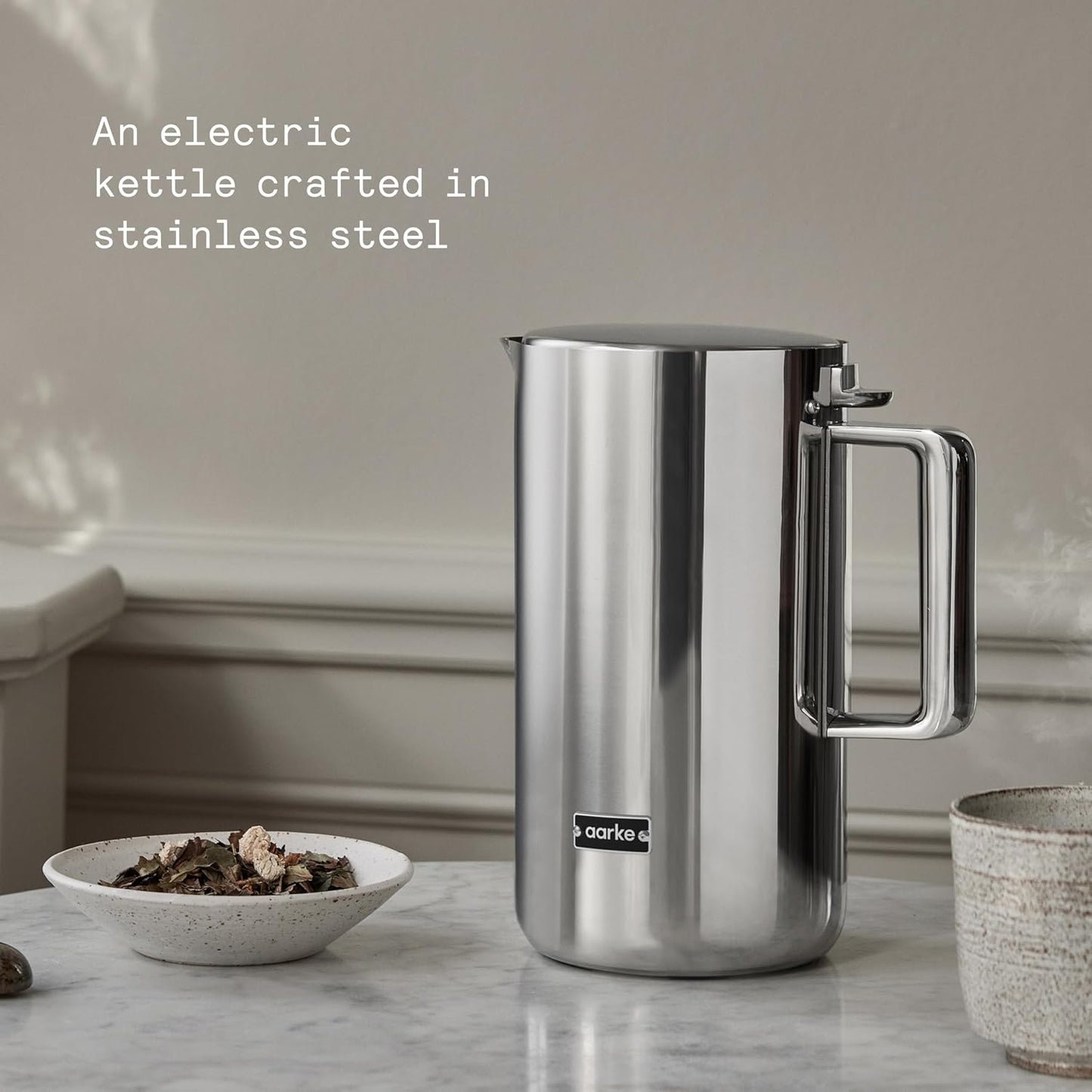 Aarke Kettle - Electric Water Boiler, 1.2L (40oz), Stainless Steel | Temperature Control, Non-Drip Spout, Double-Wall Construction, Dry Boil Protection, Heat-Safe Handle, LED Cool-Down Indicator